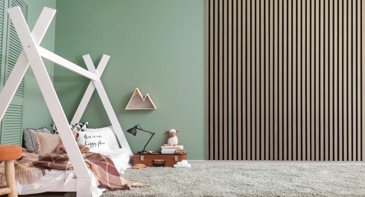 Wood4Wall paneel in een slaapkamer